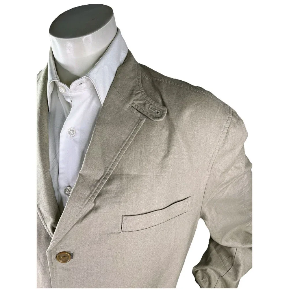 Tasso Elba Fitted Men XL Elbow Patch Linen Cotton Casual Summer Jacket Safari